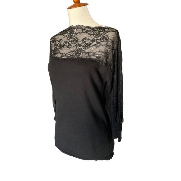 Roz & Ali Lace Black Lace top with sweater bottom - Picture 2 of 9